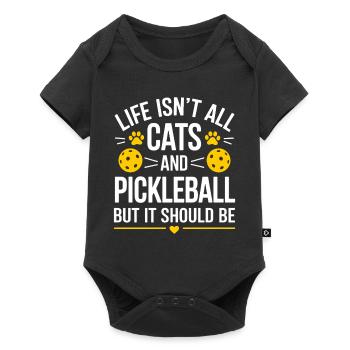 Pickleball Saying Cat Funny Pickleball Gift - Baby Premium short-sleeve bodysuit - black - Front