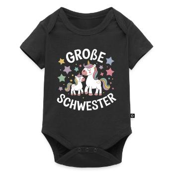 Ich werde eine große Schwester Einhorn - Baby Premium Kurzarmbody - Schwarz - Vorne