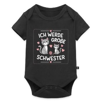 Ich werde eine große Schwester Katze Katzen - Baby Premium Kurzarmbody - Schwarz - Vorne