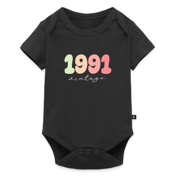 Date de naissance : 1991 - Body à manches courtes Premium Bébé - noir - Devant