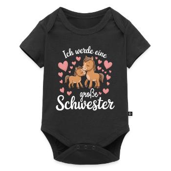 Je vais être une grande sœur cheval chevaux - Body à manches courtes Premium Bébé - noir - Devant