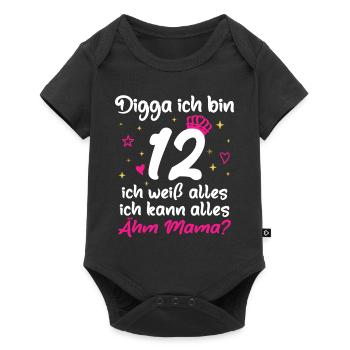 12th Birthday Girl Digga I'm 12 - Baby Premium short-sleeve bodysuit - black - Front
