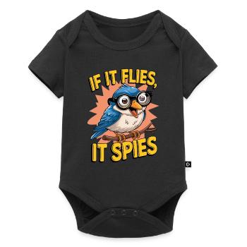 If It Flies It Spies für einen Ornithologe - Baby Premium Kurzarmbody - Schwarz - Vorne