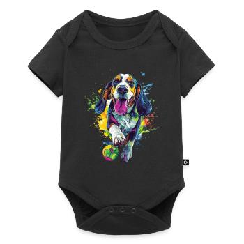 Basset - Baby Premium Kurzarmbody - Schwarz - Vorne