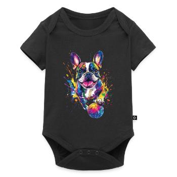 Französische Bulldogge - Baby Premium Kurzarmbody - Schwarz - Vorne