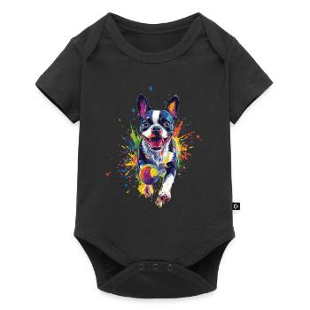 Boston Terrier - Baby Premium Kurzarmbody - Schwarz - Vorne