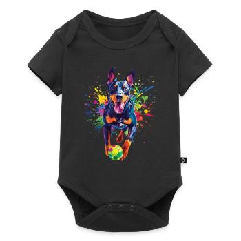 Dobermann - Baby Premium Kurzarmbody - Schwarz - Vorne