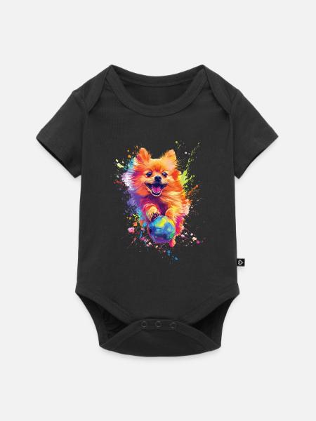 Zwergspitz - Baby Premium Kurzarmbody - Schwarz