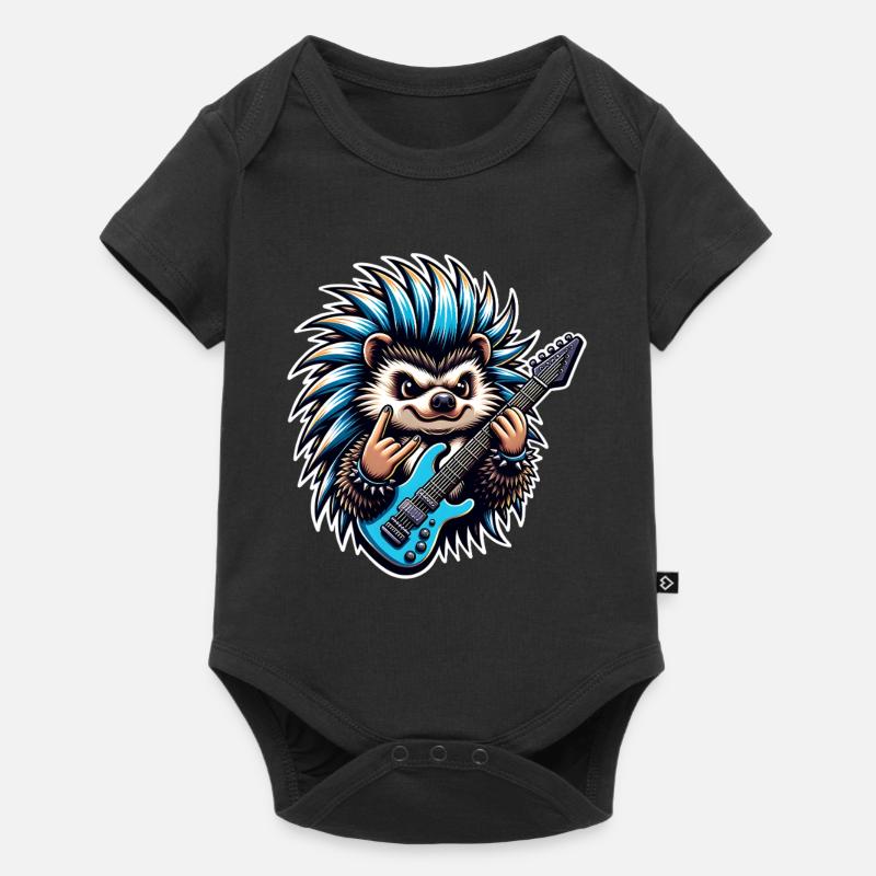 Hedgehog Guitariste de rock and roll - Body à manches courtes Premium Bébé - noir