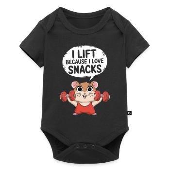 Ich Hebe Gewichte Weil Ich Snacks Liebe - Baby Premium Kurzarmbody - Schwarz - Vorne