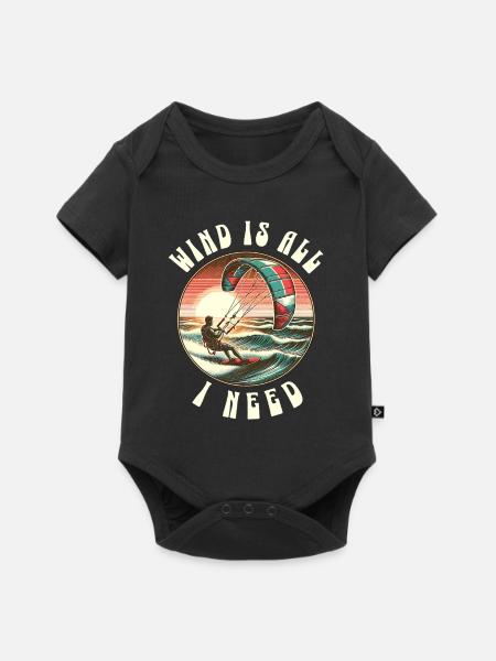 Kitesurf Kitesurfer Kiteboard - Baby Premium Kurzarmbody - Schwarz