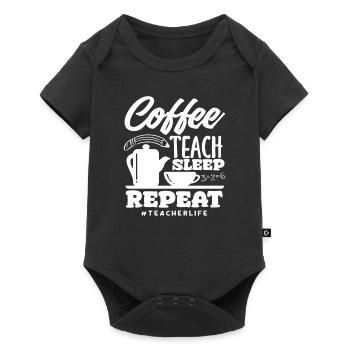Enseignant de l’école primaire Café Enseigner Dormir Répéter - Body à manches courtes Premium Bébé - noir - Devant
