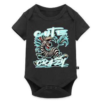 Mignon mais fou zèbre style bande dessinée Motif drôle - Body à manches courtes Premium Bébé - noir - Devant