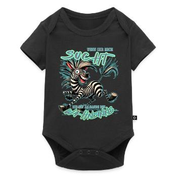 Verrücktes Zebra Wenn ihr mich sucht Wahnsinn - Baby Premium Kurzarmbody - Schwarz - Vorne