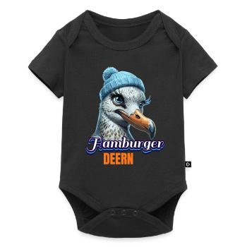 Hamburg Hamburger Deern Norddeutsch Möwe Beanie - Baby Premium Kurzarmbody - Schwarz - Vorne