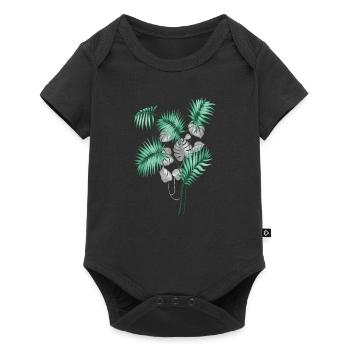 Tropical Leaves Design - Baby Premium Kurzarmbody - Schwarz - Vorne