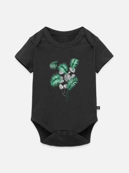 Tropical Leaves Design - Baby Premium Kurzarmbody - Schwarz