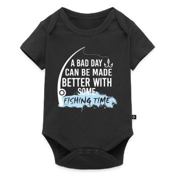 Passez une meilleure journée avec la pêche - Body à manches courtes Premium Bébé - noir - Devant