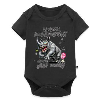 Nashorn Lieber durchgeknallt als einer von euch - Baby Premium Kurzarmbody - Schwarz - Vorne