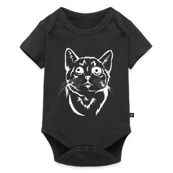 Chat de dessin animé drôle - Look fou - Body à manches courtes Premium Bébé - noir - Devant