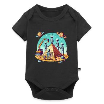 Aliens build pyramid - Baby Premium short-sleeve bodysuit - black - Front