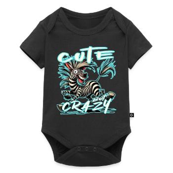 Motif drôle de bande dessinée de zèbre mignon mais fou - Body à manches courtes Premium Bébé - noir - Devant