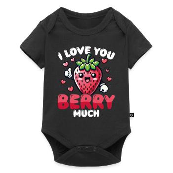 Je t’aime Berry beaucoup de jeu de mots sur la fraise sucrée - Body à manches courtes Premium Bébé - noir - Devant
