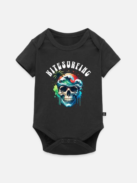 Kitesurfen Kitesurfer Kiteboard - Baby Premium Kurzarmbody - Schwarz