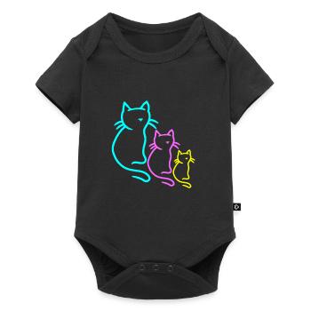 Chats, Chat, Enfant, Enfants, Bébé, Tout-petits, Années 80 - Body à manches courtes Premium Bébé - noir - Devant