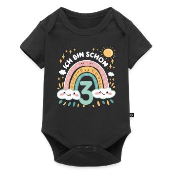 3rd Birthday Shirt Rainbow Cloud - Baby Premium short-sleeve bodysuit - black - Front
