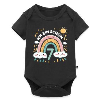 7th Birthday Shirt Rainbow Cloud - Baby Premium short-sleeve bodysuit - black - Front