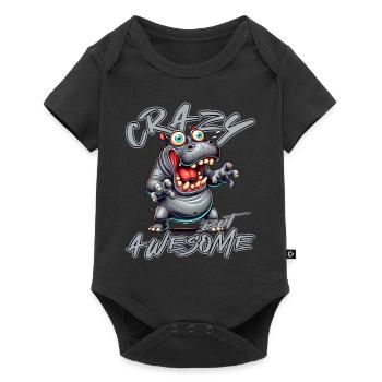 Crazy but Awesome Nilpferd Comic Stil - Baby Premium Kurzarmbody - Schwarz - Vorne
