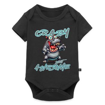 Crazy but Awesome Nilpferd Comic Stil - Baby Premium Kurzarmbody - Schwarz - Vorne