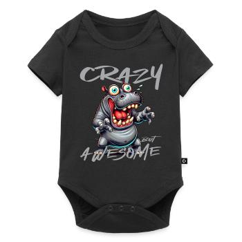Crazy but Awesome Nilpferd Comic Stil - Baby Premium Kurzarmbody - Schwarz - Vorne