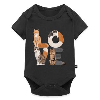Liebe Katze - Baby Premium Kurzarmbody - Schwarz - Vorne