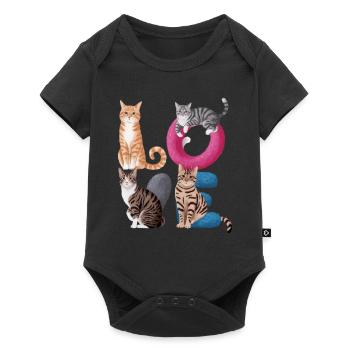 Liebe Katze - Baby Premium Kurzarmbody - Schwarz - Vorne