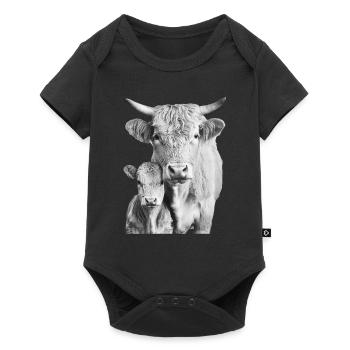 Hochlandrind - Baby Premium Kurzarmbody - Schwarz - Vorne