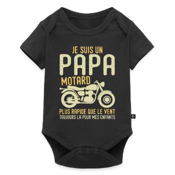 Biker Dad, Motorcycle, Father's Day Gift - Baby Premium short-sleeve bodysuit - black - Front