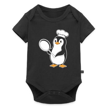 Penguin Cook With Pan Funny Motif - Baby Premium short-sleeve bodysuit - black - Front