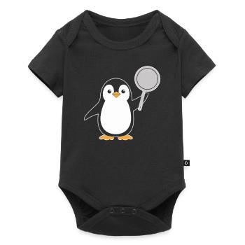 Penguin with pan illustrations for - Baby Premium short-sleeve bodysuit - black - Front