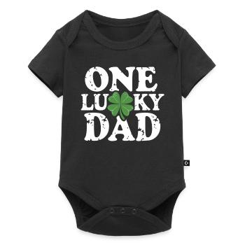 One Lucky Dad St Patrick Day Vintage Clover Daddy - Baby Premium Kurzarmbody - Schwarz - Vorne