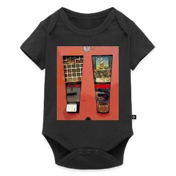 Retro chewing gum machine in comic look - Baby Premium short-sleeve bodysuit - black - Front