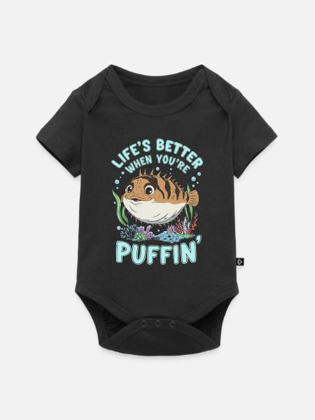Kugelfisch-meereslebewesen-enthusiasten Quirky - Baby Premium Kurzarmbody - Schwarz