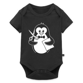 Pinguin Mit Schere Bastelhobby - Baby Premium Kurzarmbody - Schwarz - Vorne