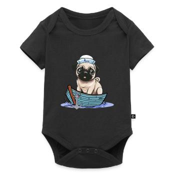 maritime, marin, carlin, chien, marin, bateau - Body à manches courtes Premium Bébé - noir - Devant