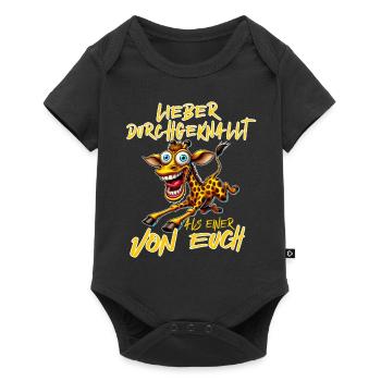 Verrückte Giraffe Lieber durchgeknallt als einer v - Baby Premium Kurzarmbody - Schwarz - Vorne