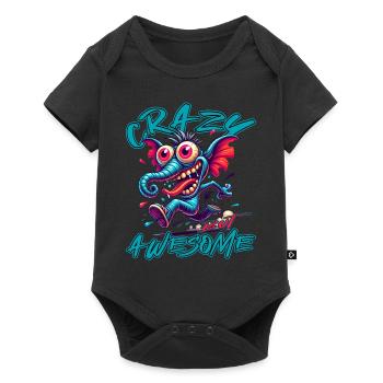 Style de bande dessinée d’éléphant fou mais génial - Body à manches courtes Premium Bébé - noir - Devant