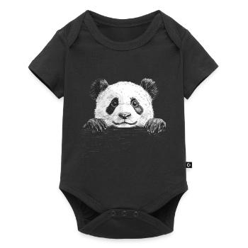 Panda - Baby Premium Kurzarmbody - Schwarz - Vorne