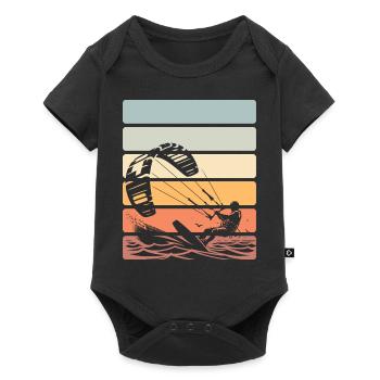 Kitesurfen Kitesurfer Kiteboard - Baby Premium Kurzarmbody - Schwarz - Vorne