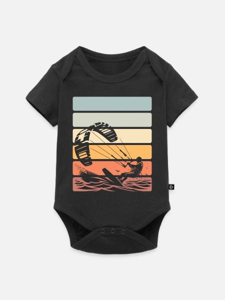 Kitesurfen Kitesurfer Kiteboard - Baby Premium Kurzarmbody - Schwarz